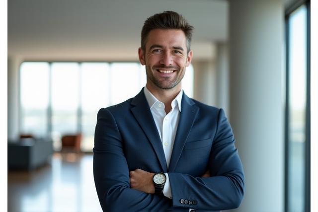 Man comfortably wearing a Stature watch while smiling, representing customer satisfaction