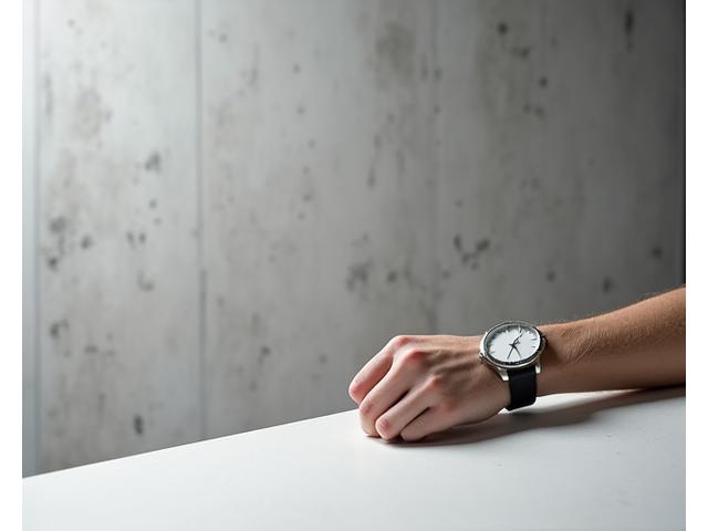 Close-up of a minimalist watch on a wrist